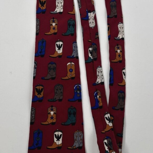 Vintage Hopalong Vicky Davis Fancy Boots Silk Necktie USA Made Neck Tie - Picture 6 of 6